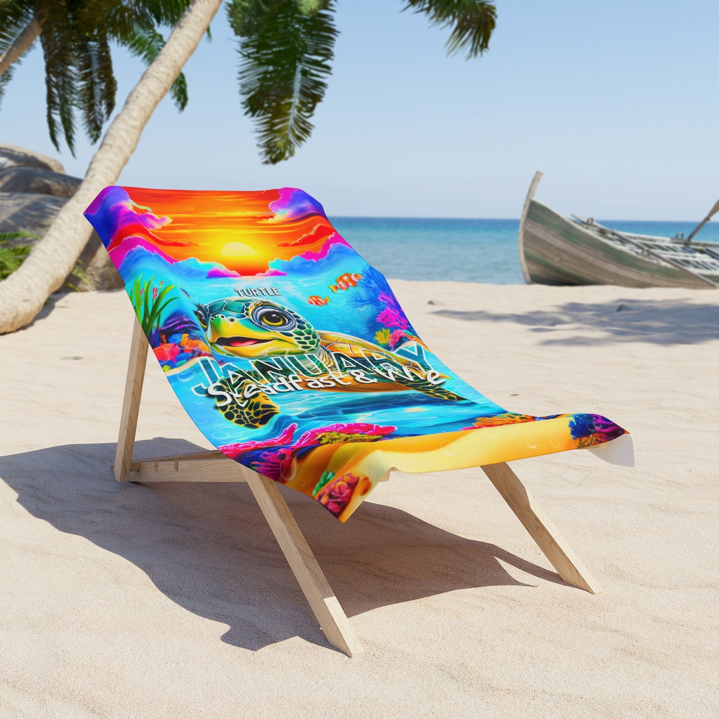 January Birth Month Kids Beach Towel – Custom Sea Turtle Design for Ocean-Loving Kids