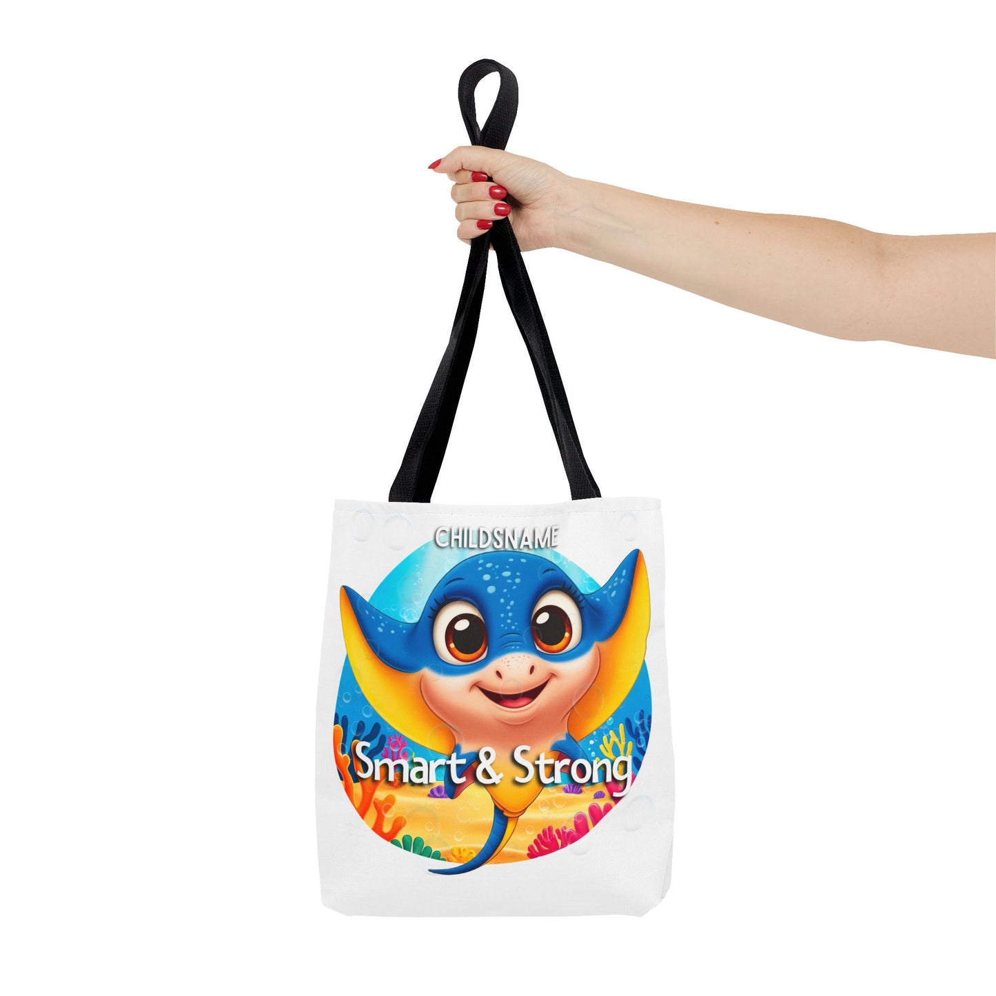 Personalized Kids Stingray Beach Tote Bag – Smart & Strong – Custom Sea Life Bag with Name