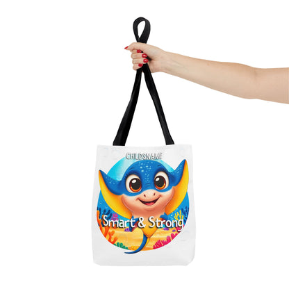 Personalized Kids Stingray Beach Tote Bag – Smart & Strong – Custom Sea Life Bag with Name