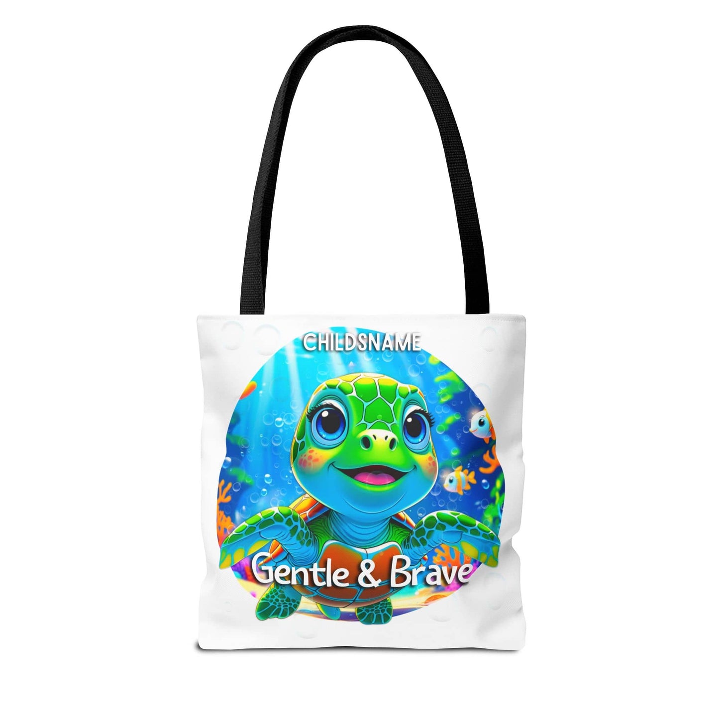 Personalized Kids Turtle Beach Tote Bag – Gentle & Brave – Custom Sea Life Bag with Name