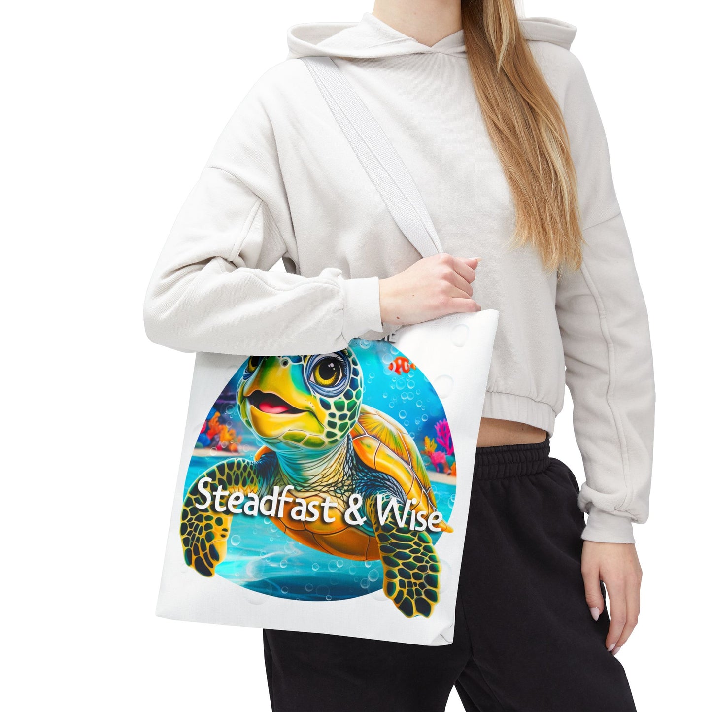 Personalized Kids Turtle Beach Tote Bag – Steadfast & Wise – Custom Sea Life Bag with Name