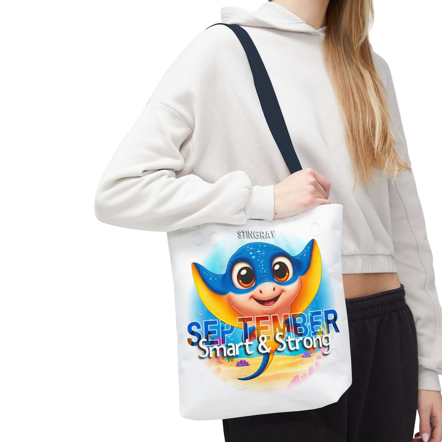 Kids Colorful September Stingray Birth Month Tote Bag