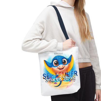 Kids Colorful September Stingray Birth Month Tote Bag