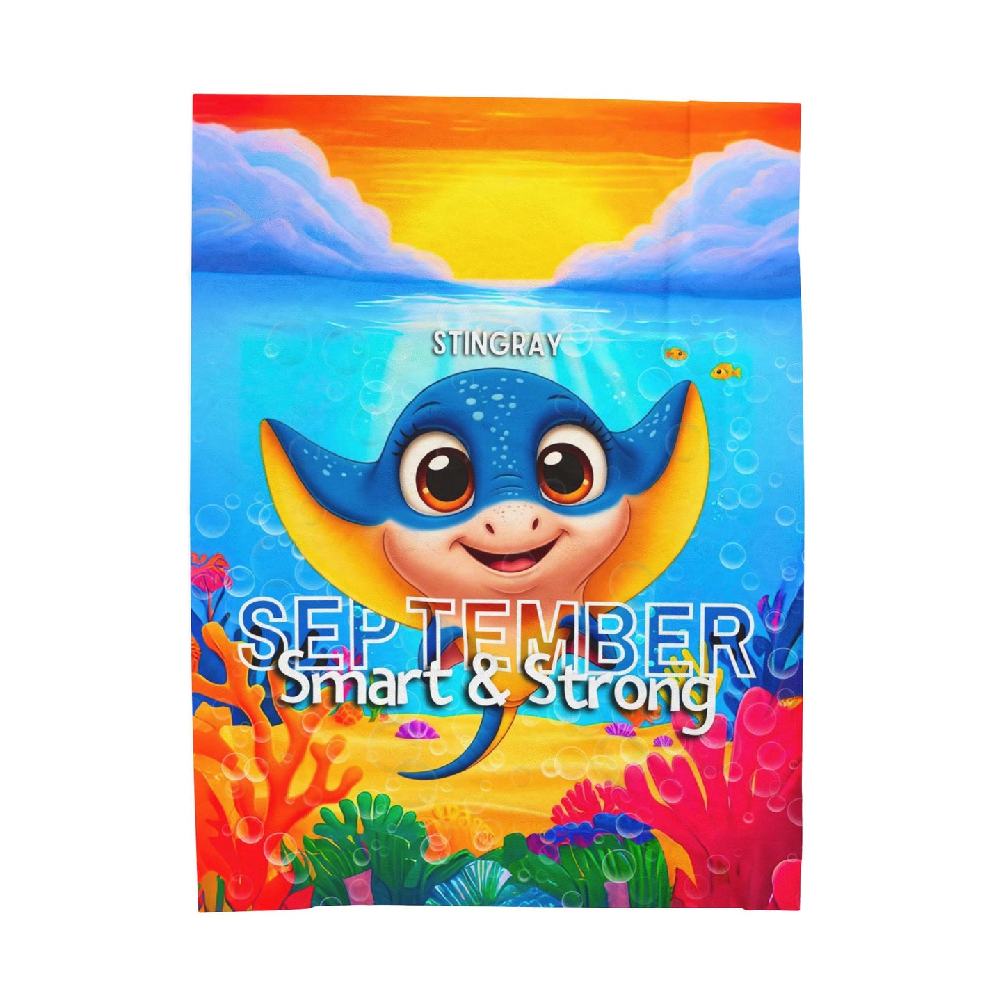 September Stingray Kids Blanket – Soft & Vibrant Stingray Blanket for Children