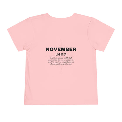 November Lobster Toddler TShirt Kids Birth Month Sea Life Tee