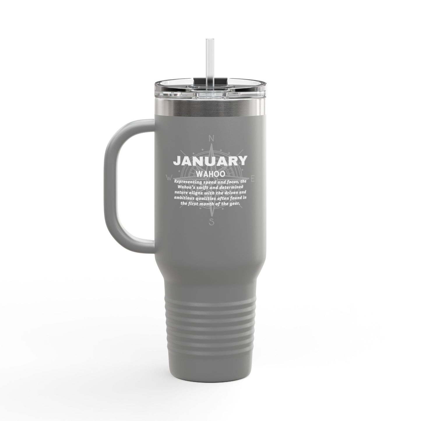 January Wahoo Birth Month 40oz Travel Mug with Handle