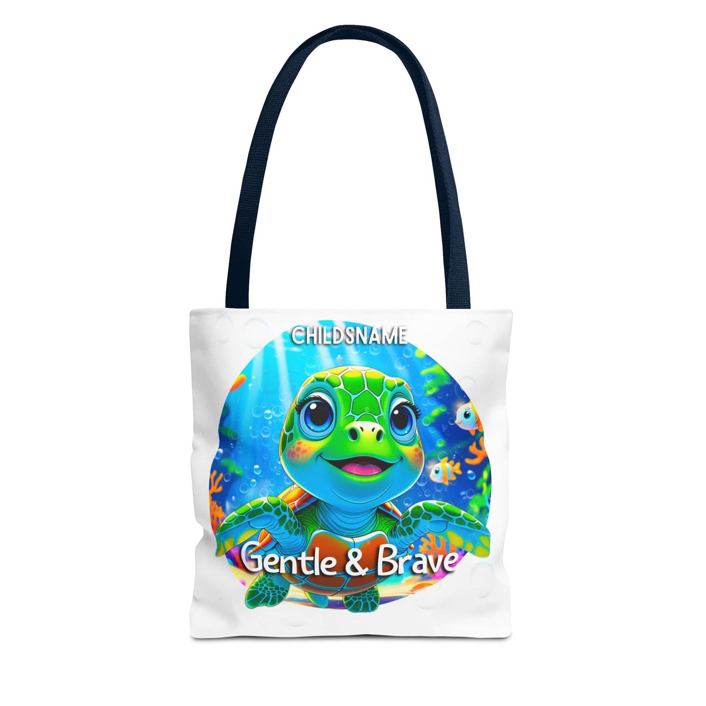 Personalized Kids Turtle Beach Tote Bag – Gentle & Brave – Custom Sea Life Bag with Name