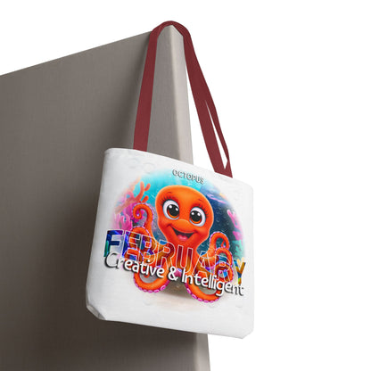 Kids Colorful February Octopus Birth Month Beach Tote Bag
