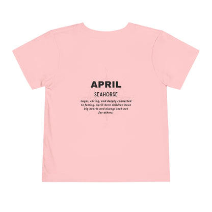 April Seahorse Toddler TShirt Kids Birth Month Ocean Tee
