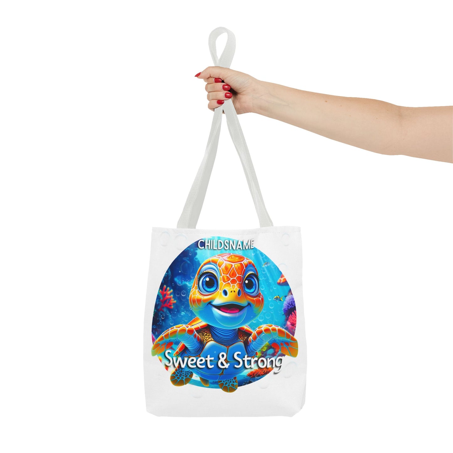Personalized Kids Turtle Beach Tote Bag Sweet & Strong