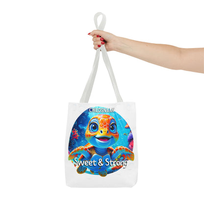 Personalized Kids Turtle Beach Tote Bag Sweet & Strong
