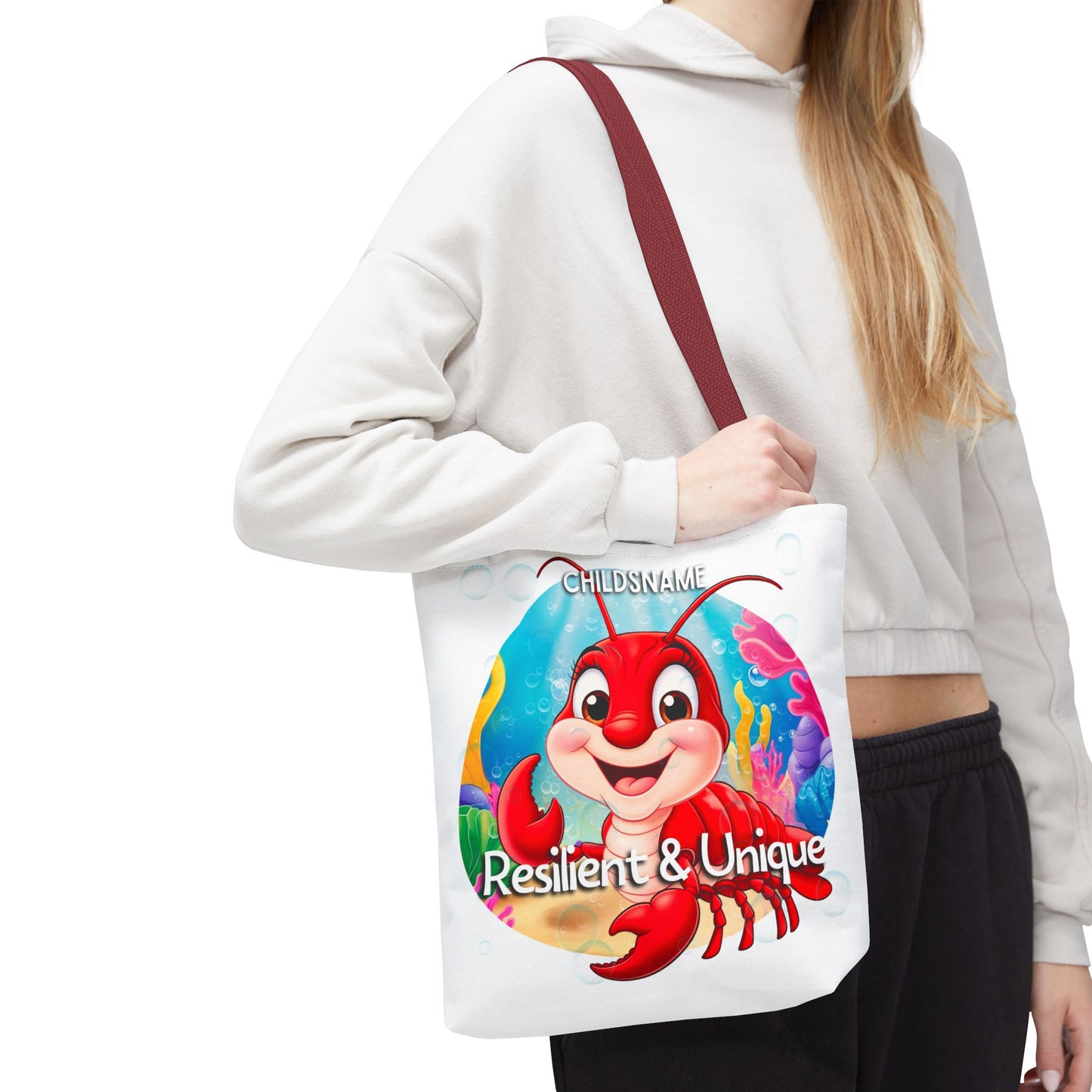 Personalized Kids Lobster Beach Tote Bag – Resilient & Unique – Custom Sea Life Bag with Name