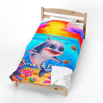 Personalized Kids Shark Plush Blanket Smart & Playful