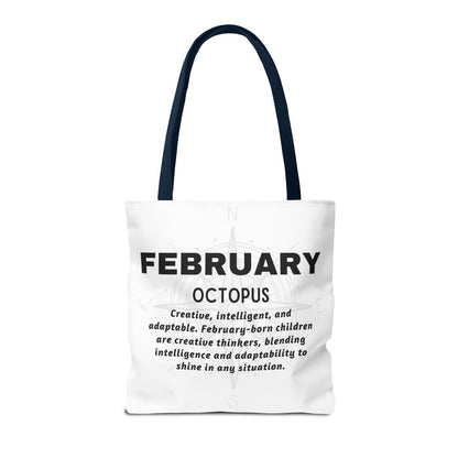 Kids Colorful February Octopus Birth Month Beach Tote Bag
