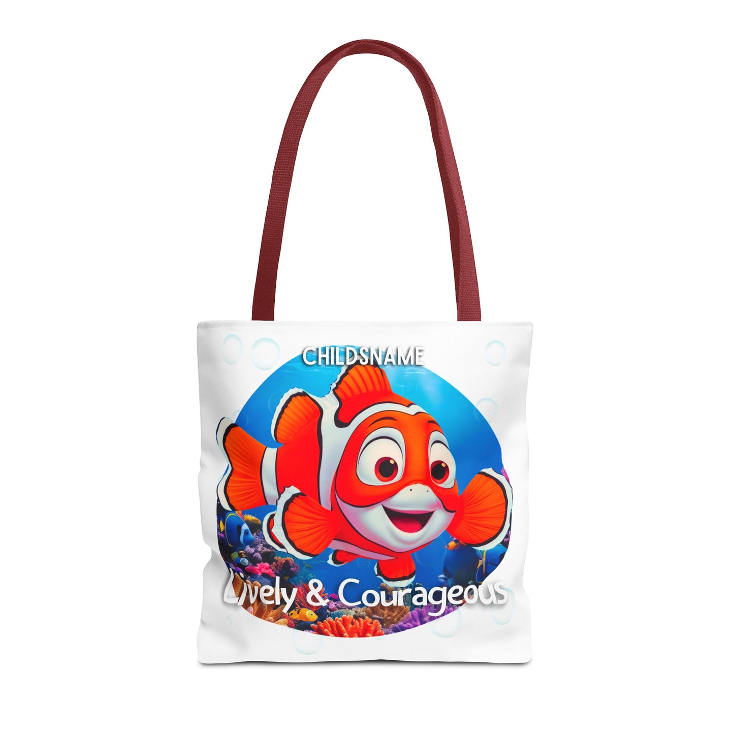 Personalized Kids Clownfish Beach Tote Bag – Lively & Courageous – Custom Sea Life Bag with Name