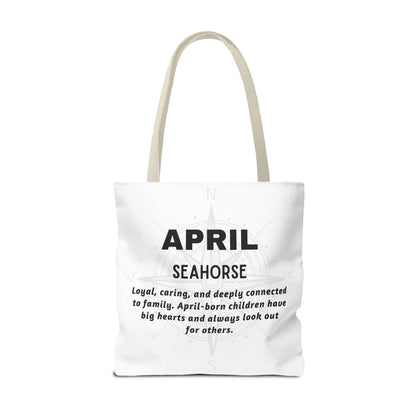 Kids Colorful April Seahorse Birth Month Tote Bag