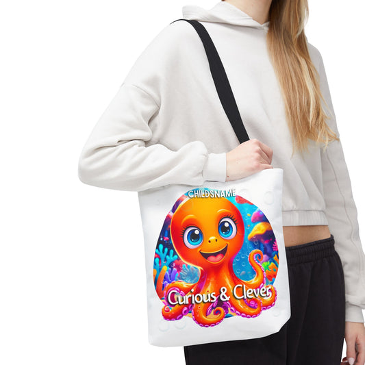 Personalized Kids Octopus Beach Tote Bag Curious & Clever