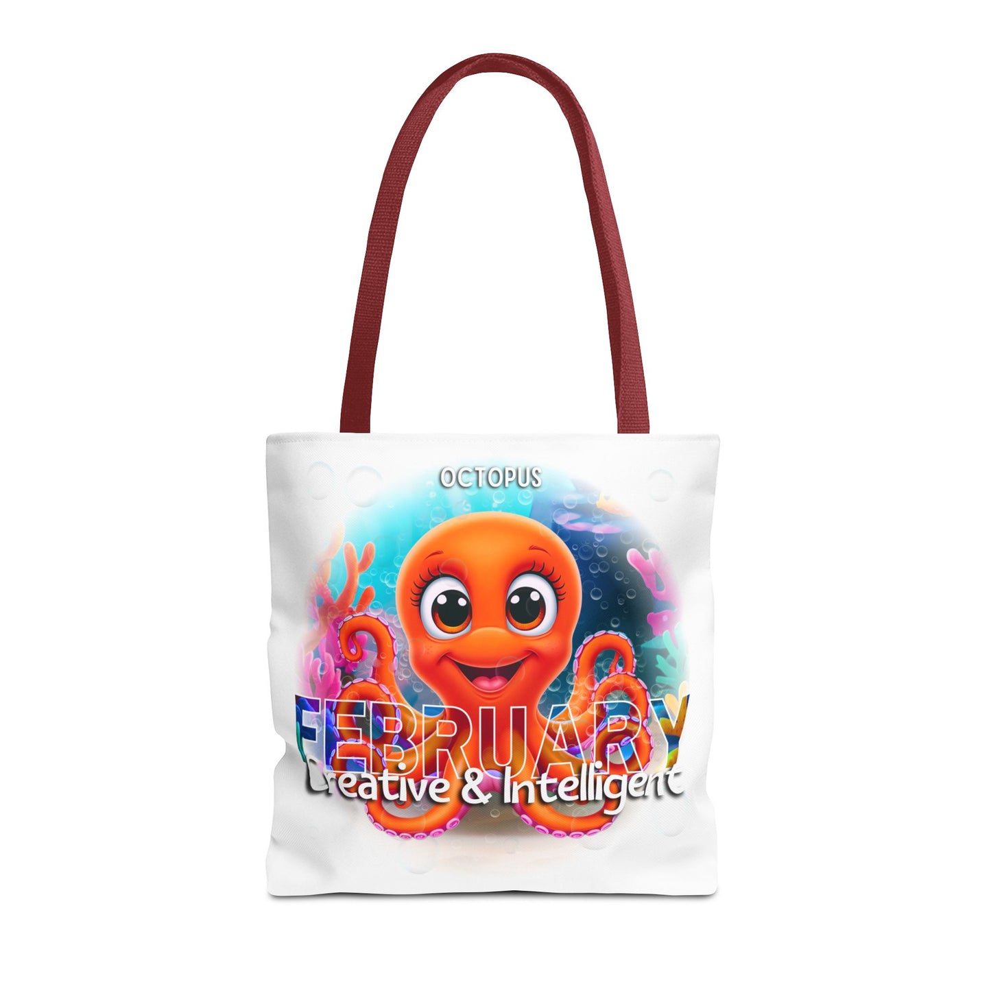 Kids Colorful February Octopus Birth Month Beach Tote Bag