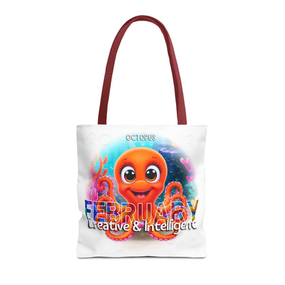 Kids Colorful February Octopus Birth Month Beach Tote Bag
