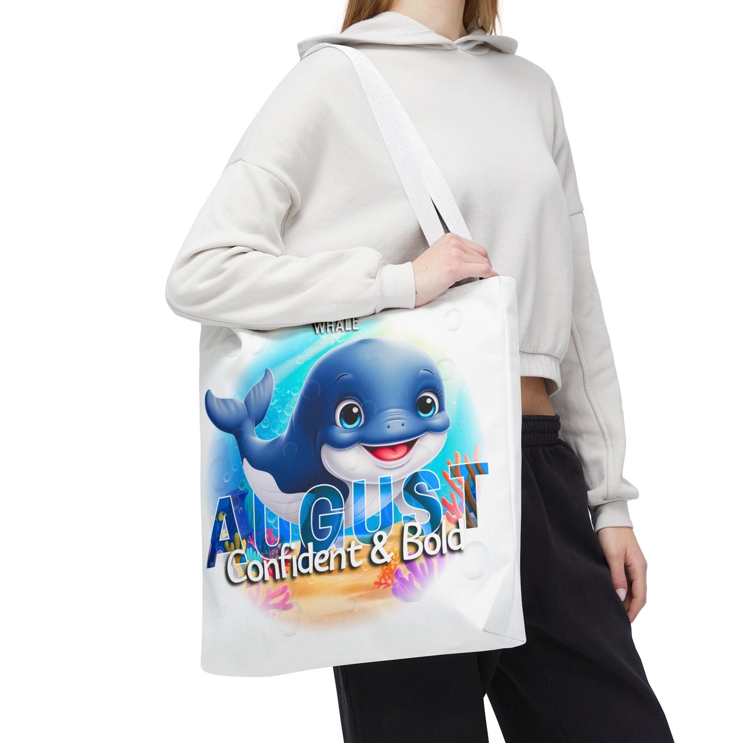 Kids Colorful August Whale Birth Month Tote Bag