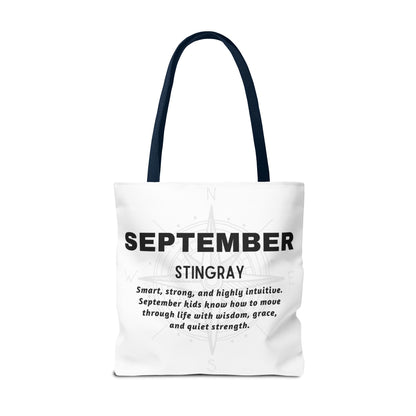 Kids Colorful September Stingray Birth Month Tote Bag