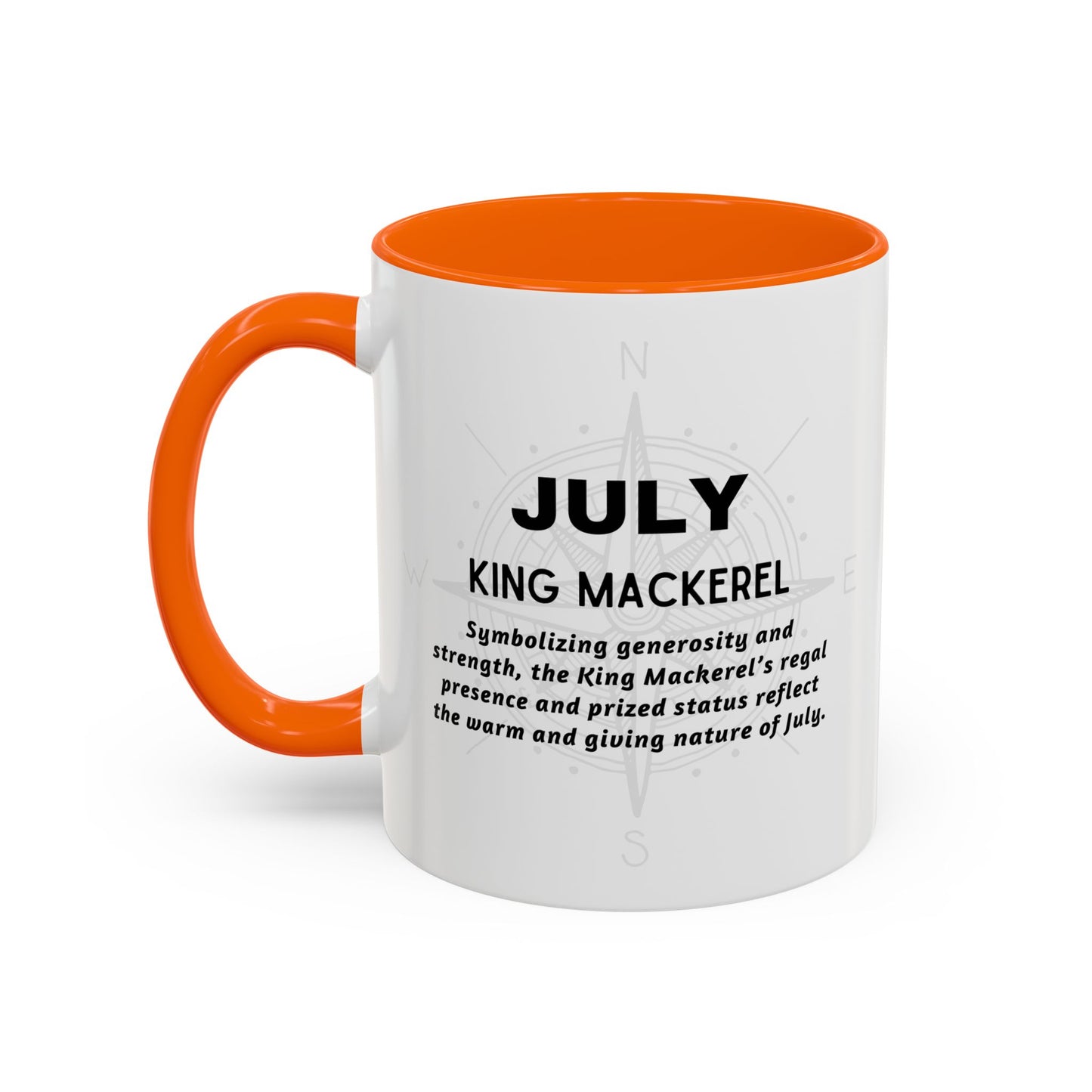Colorful July King Mackerel Birth Month Accent Coffee Mug with Colored Handle