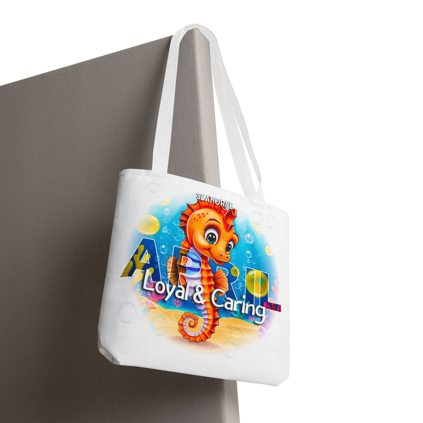 Kids Colorful April Seahorse Birth Month Tote Bag