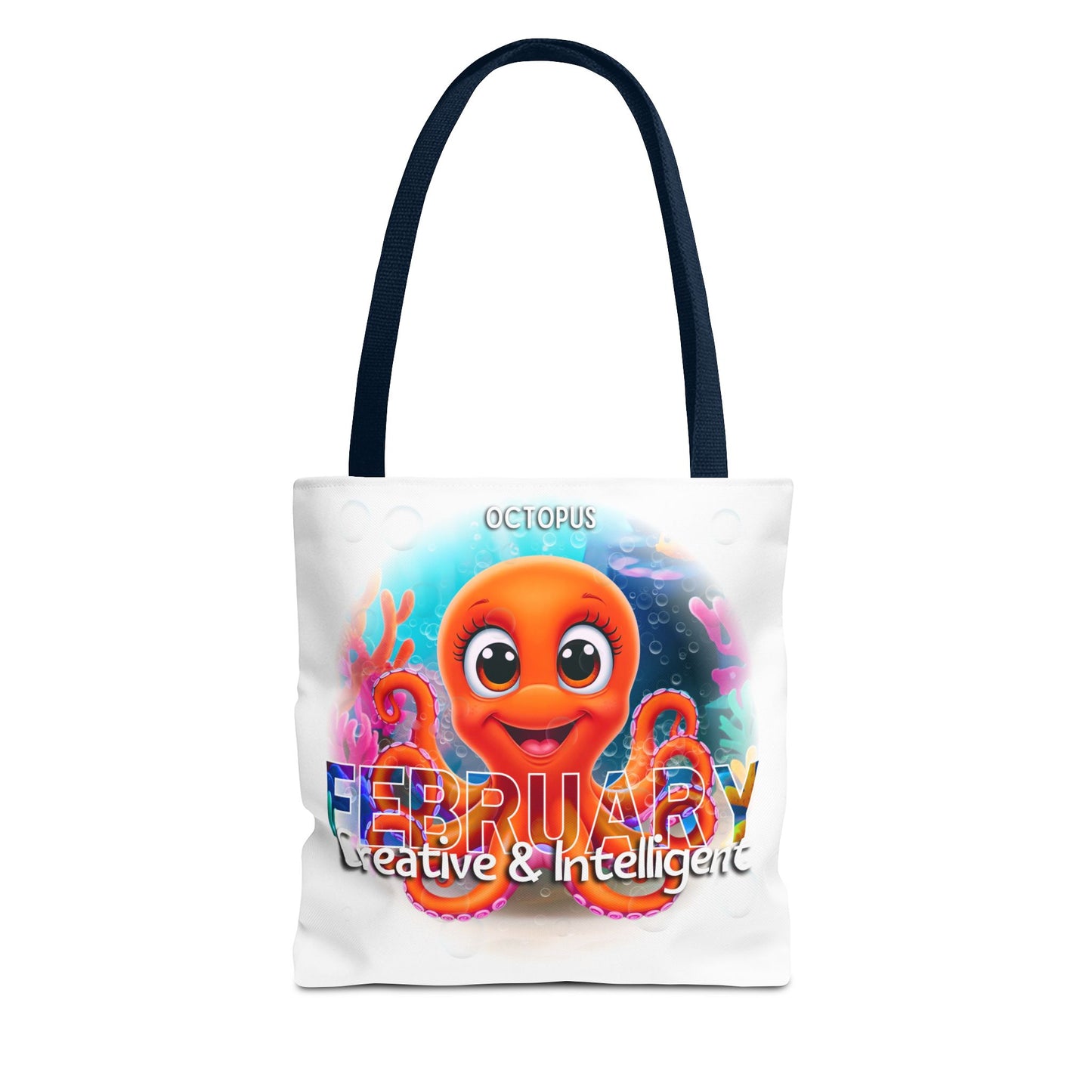 Kids Colorful February Octopus Birth Month Beach Tote Bag
