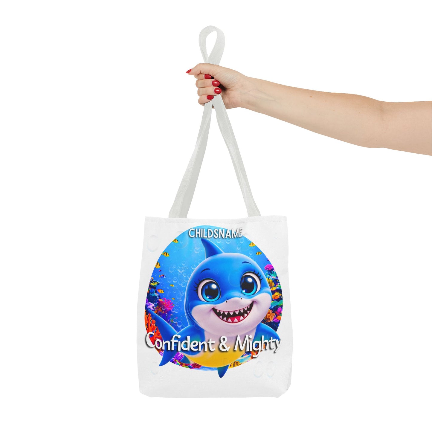 Personalized Kids Shark Beach Tote Bag Confident & Mighty