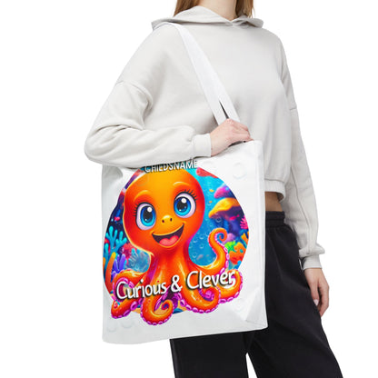 Personalized Kids Octopus Beach Tote Bag Curious & Clever
