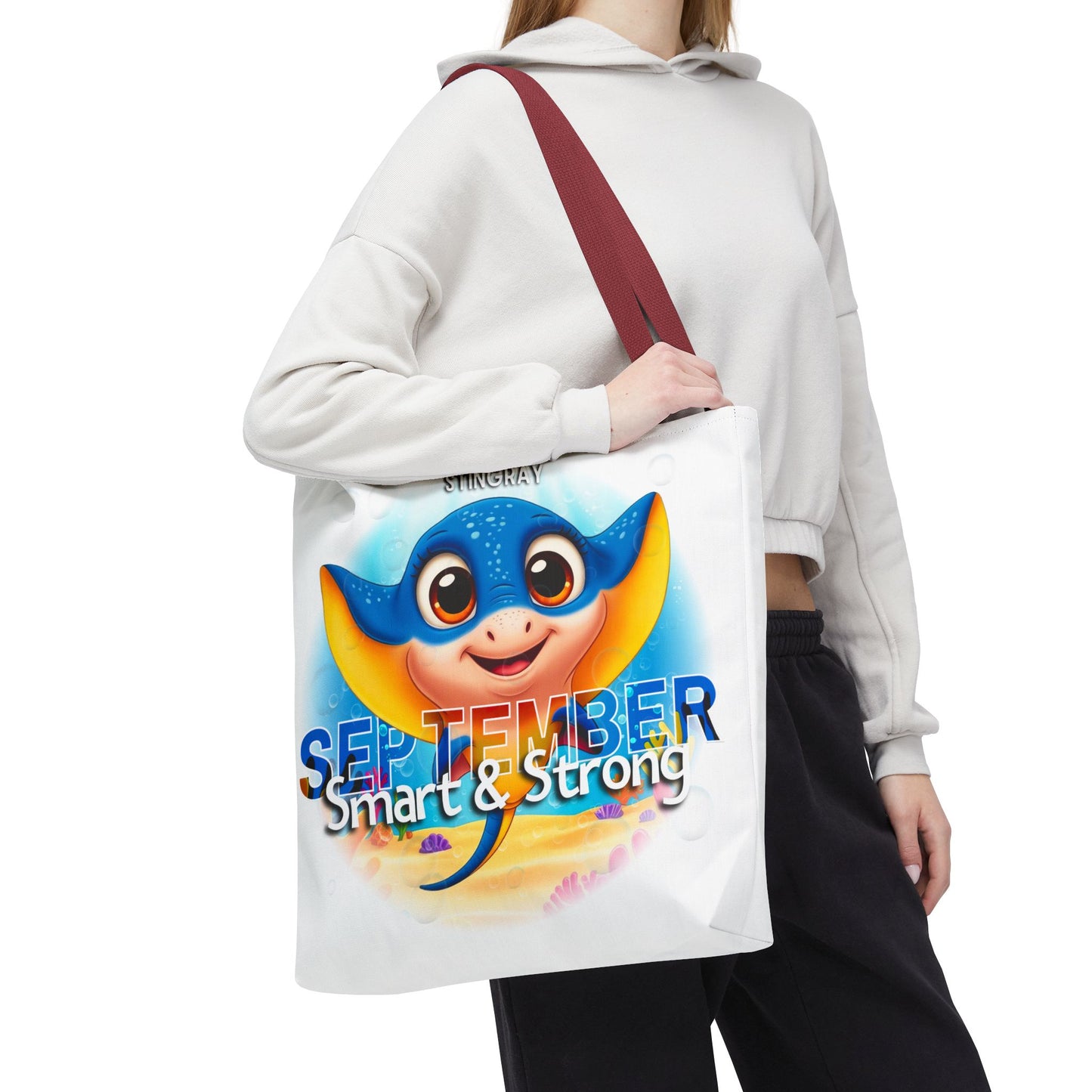 Kids Colorful September Stingray Birth Month Tote Bag