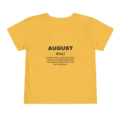August Whale Toddler TShirt Kids Birth Month Sea Life Tee