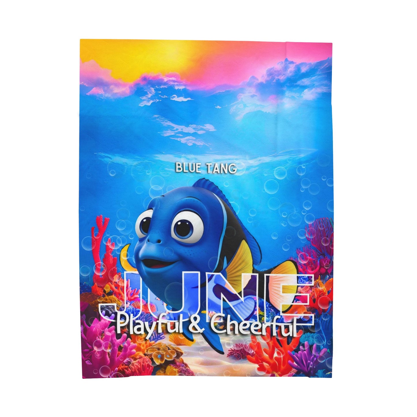 June Blue Tang Kids Blanket – Soft & Vibrant Ocean Blanket for Children