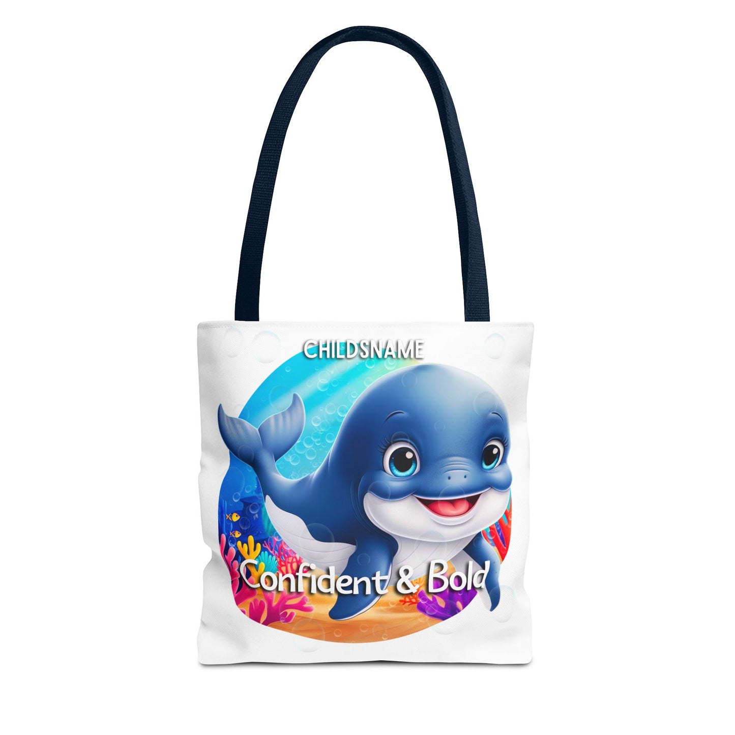 Personalized Kids Whale Beach Tote Bag – Confident & Bold – Custom Sea Life Bag with Name