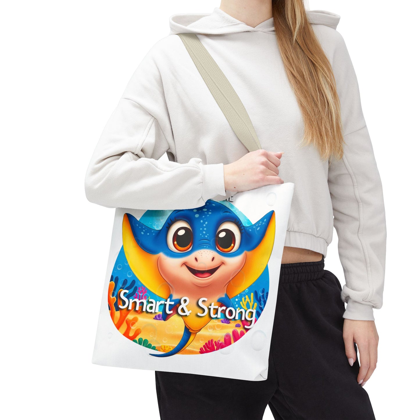 Personalized Kids Stingray Beach Tote Bag – Smart & Strong – Custom Sea Life Bag with Name
