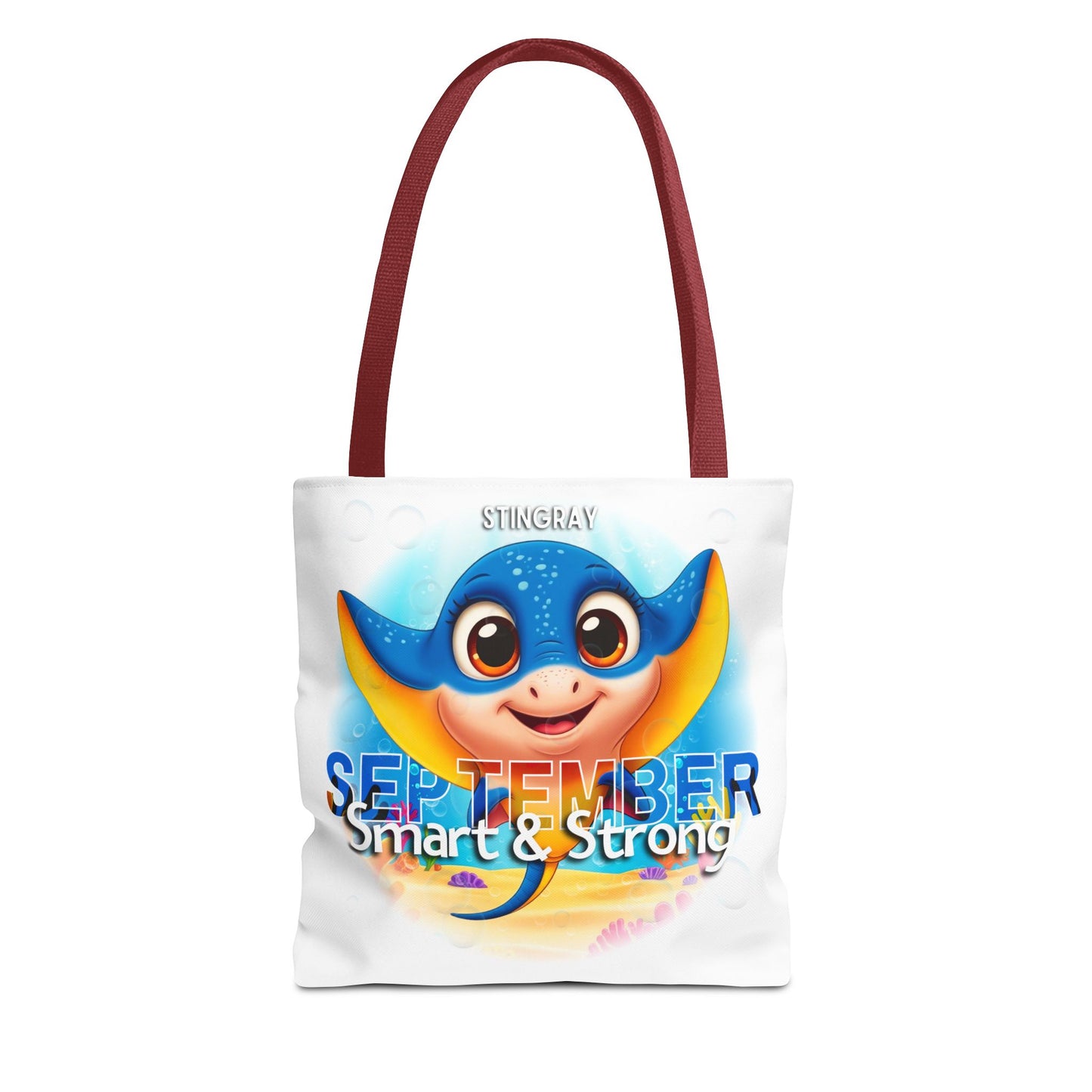 Kids Colorful September Stingray Birth Month Tote Bag