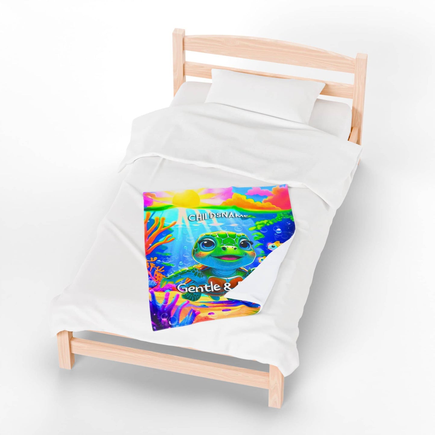Personalized Kids Turtle Blanket – Gentle & Brave