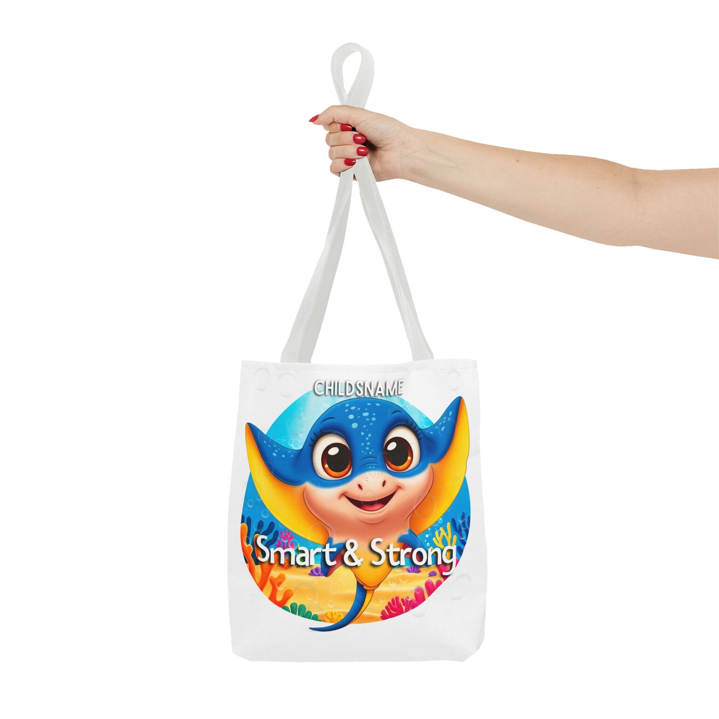 Personalized Kids Stingray Beach Tote Bag – Smart & Strong – Custom Sea Life Bag with Name