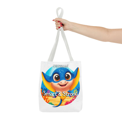 Personalized Kids Stingray Beach Tote Bag – Smart & Strong – Custom Sea Life Bag with Name