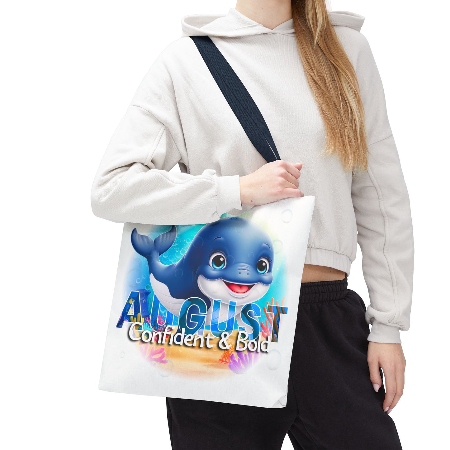Kids Colorful August Whale Birth Month Tote Bag