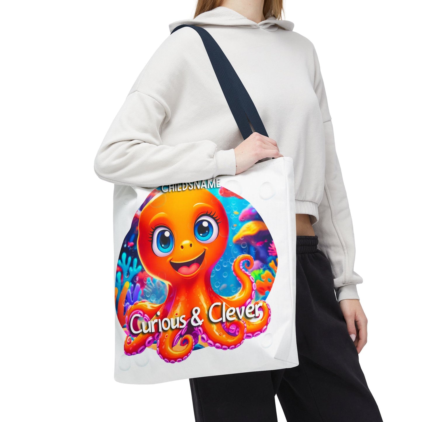 Personalized Kids Octopus Beach Tote Bag Curious & Clever