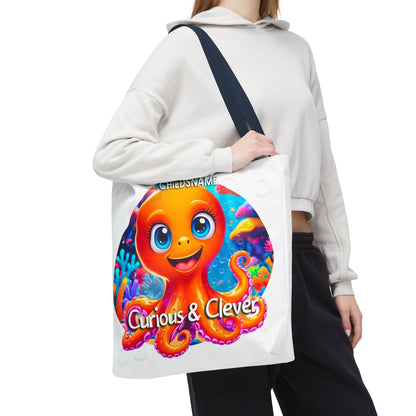 Personalized Kids Octopus Beach Tote Bag Curious & Clever