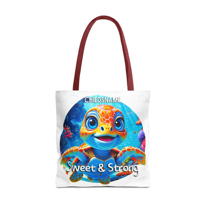 Personalized Kids Turtle Beach Tote Bag Sweet & Strong