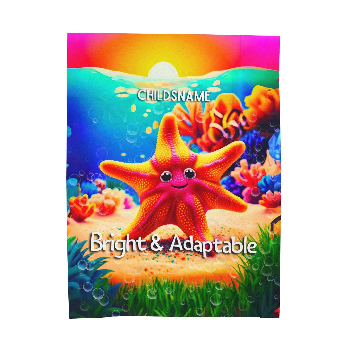 Personalized Kids Starfish Plush Blanket – Bright & Adaptable