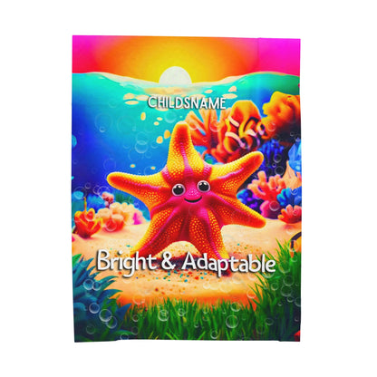 Personalized Kids Starfish Plush Blanket – Bright & Adaptable
