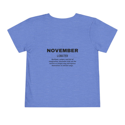 November Lobster Toddler TShirt Kids Birth Month Sea Life Tee
