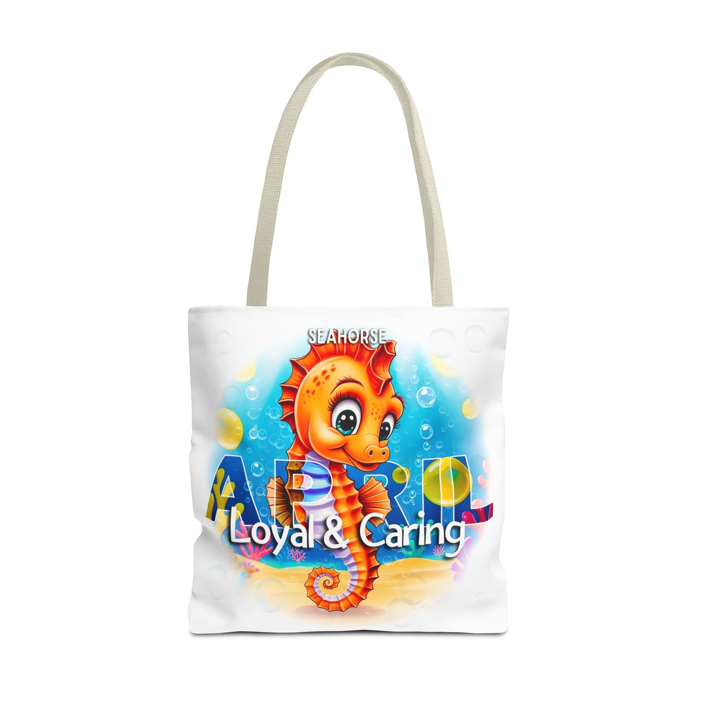 Kids Colorful April Seahorse Birth Month Tote Bag
