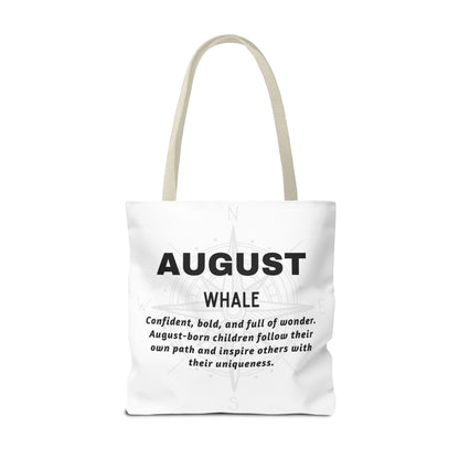 Kids Colorful August Whale Birth Month Tote Bag