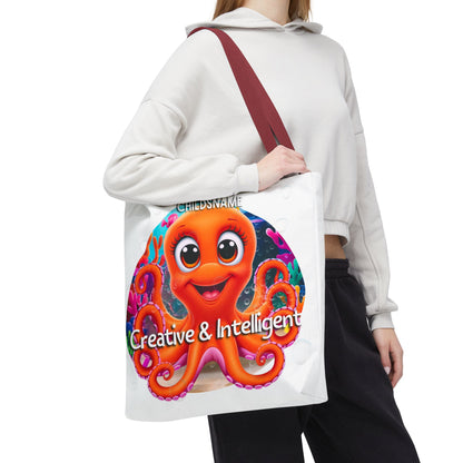 Personalized Kids Octopus Beach Tote Bag – Creative & Intelligent – Custom Sea Life Bag with Name