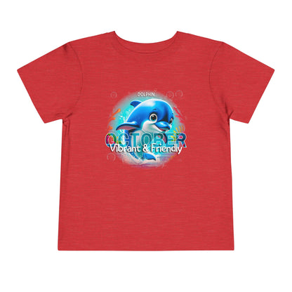 October Dolphin Toddler Tee Kids Birth Month Ocean Tshirt